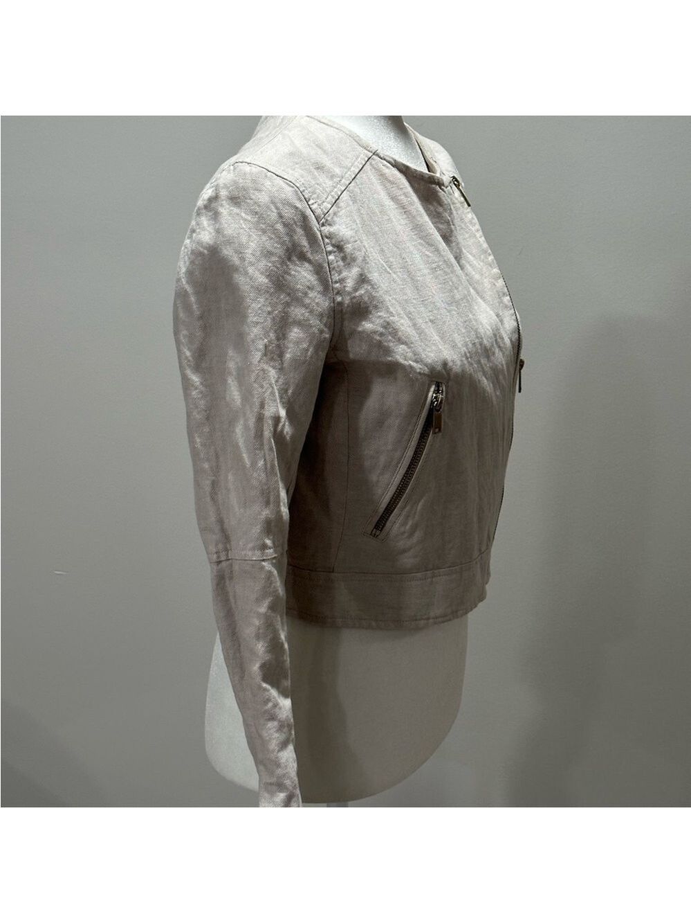 H&M Women's Beige Zip Up Jacket Size 6 - Picture 3 of 7